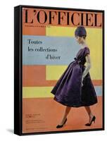 L'Officiel, October 1958 - Robe de Cocktail de Givenchy, Chapeau Exécuté en Voilette de Soie-Philippe Pottier-Framed Stretched Canvas