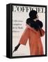 L'Officiel, October 1960 - Manteau de Pierre Cardin en Hebriz de Lesur Toque et Col en Vison Umpa-Arsac-Framed Stretched Canvas