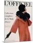 L'Officiel, October 1960 - Manteau de Pierre Cardin en Hebriz de Lesur Toque et Col en Vison Umpa-Arsac-Mounted Art Print