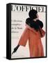 L'Officiel, October 1960 - Manteau de Pierre Cardin en Hebriz de Lesur Toque et Col en Vison Umpa-Arsac-Framed Stretched Canvas