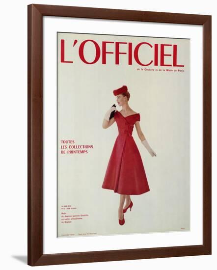 L'Officiel - Robe de Jean Lanvin Castillo en Satin Aléoutienne de Staron-Philippe Pottier-Framed Premium Giclee Print