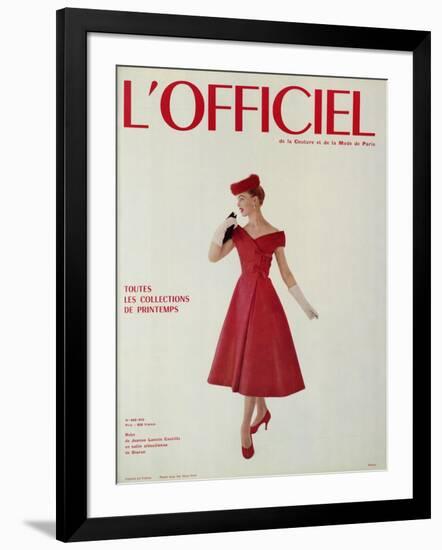 L'Officiel - Robe de Jean Lanvin Castillo en Satin Aléoutienne de Staron-Philippe Pottier-Framed Premium Giclee Print