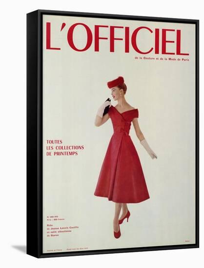 L'Officiel - Robe de Jean Lanvin Castillo en Satin Aléoutienne de Staron-Philippe Pottier-Framed Stretched Canvas