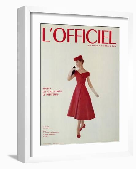 L'Officiel - Robe de Jean Lanvin Castillo en Satin Aléoutienne de Staron-Philippe Pottier-Framed Art Print