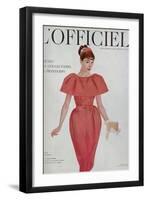 L'Officiel - Robe de Jean Patou en Faille de Soie Naturelle d'Hurel, Bijoux de Van Cleef et Arpels-Philippe Pottier-Framed Art Print