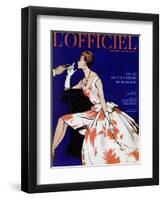 L'Officiel - Robe du Soir de Jean Lanvin Castillo en Organsoie de Ducharne, Bijoux de Mauboussin-Mourgue-Framed Art Print