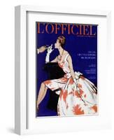 L'Officiel - Robe du Soir de Jean Lanvin Castillo en Organsoie de Ducharne, Bijoux de Mauboussin-Mourgue-Framed Art Print