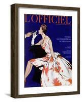 L'Officiel - Robe du Soir de Jean Lanvin Castillo en Organsoie de Ducharne, Bijoux de Mauboussin-Mourgue-Framed Art Print