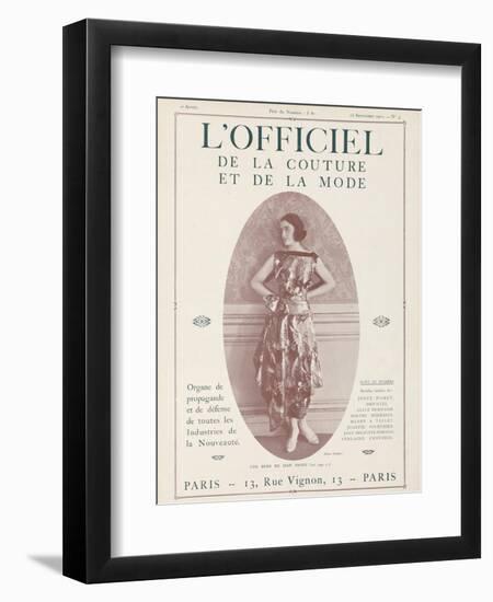 L'Officiel, September 15 1921 - Réverie d'Opium, Robe Jean Patou-Delphi-Framed Art Print