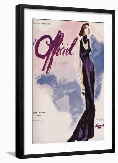 L'Officiel, September 1936 - Flamme Bleue Création Maggy Rouff-Lbenigni-Framed Art Print