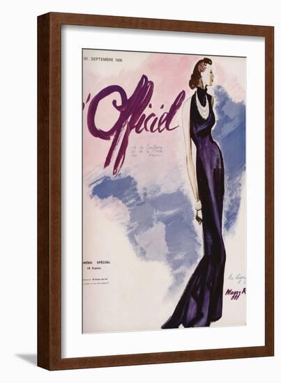 L'Officiel, September 1936 - Flamme Bleue Création Maggy Rouff-Lbenigni-Framed Art Print