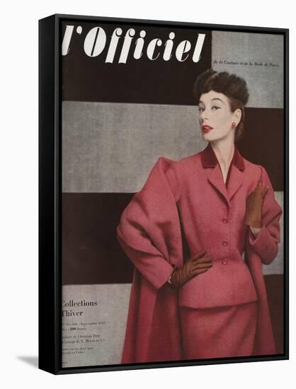 L'Officiel, September 1952 - Tailleur de Christian Dior-Philippe Pottier-Framed Stretched Canvas