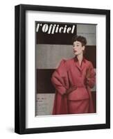 L'Officiel, September 1952 - Tailleur de Christian Dior-Philippe Pottier-Framed Art Print