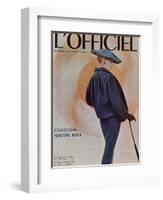 L'Officiel, September 1955 - Ensemble de Christian Dior en Musky de Rodier-Philippe Pottier-Framed Art Print