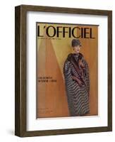 L'Officiel, September 1956 - Ensemble-Cape de Christian Dior en Arakweed de Rodier-Philippe Pottier-Framed Art Print