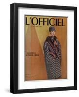 L'Officiel, September 1956 - Ensemble-Cape de Christian Dior en Arakweed de Rodier-Philippe Pottier-Framed Art Print