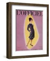 L'Officiel, September 1959 - Robe de Christian Dior en Grizki de Lesur-Philippe Pottier-Framed Art Print