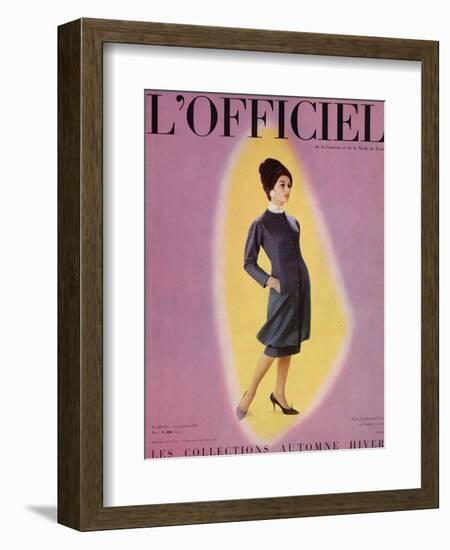 L'Officiel, September 1959 - Robe de Christian Dior en Grizki de Lesur-Philippe Pottier-Framed Art Print