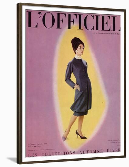 L'Officiel, September 1959 - Robe de Christian Dior en Grizki de Lesur-Philippe Pottier-Framed Premium Giclee Print