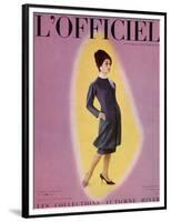 L'Officiel, September 1959 - Robe de Christian Dior en Grizki de Lesur-Philippe Pottier-Framed Premium Giclee Print