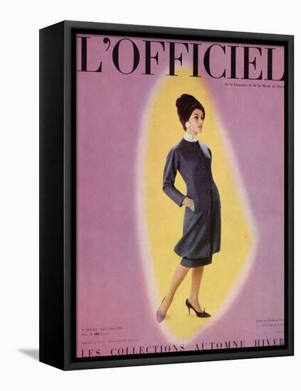 L'Officiel, September 1959 - Robe de Christian Dior en Grizki de Lesur-Philippe Pottier-Framed Stretched Canvas