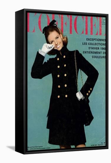 L'Officiel, September 1967 - Tailleur d'Yves-Saint Laurent-Guégan-Framed Stretched Canvas