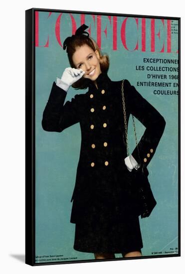 L'Officiel, September 1967 - Tailleur d'Yves-Saint Laurent-Guégan-Framed Stretched Canvas