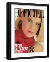 L'Officiel, September 1983 - Chanel, Robe du Soir en Mousseline de Soie À Encolure Nouée-Chris Simpson-Framed Art Print
