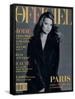 L'Officiel, September 1993 - Magalie dans une Longue Robe Noire d'Yves Saint Laurent-Francesco Scavullo-Framed Stretched Canvas