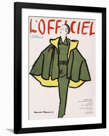 L'Officiel, Winter Special Issue - Ensemble de Robert Piguet, Tissu Lesur-Bernard Blossac-Framed Art Print