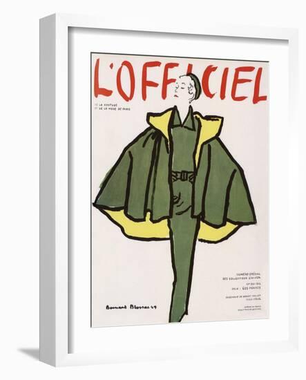 L'Officiel, Winter Special Issue - Ensemble de Robert Piguet, Tissu Lesur-Bernard Blossac-Framed Art Print