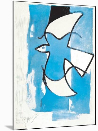 L'Oiseaux Bleu et Gris-Georges Braque-Mounted Art Print