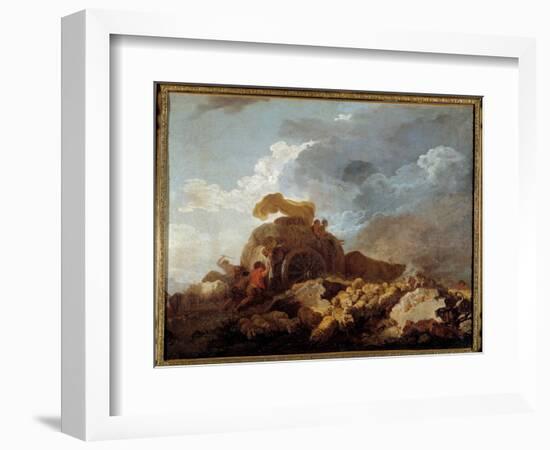 L'orage Ou La Charrette Embourbee, 18Th Century (Oil on Canvas)-Jean-Honore Fragonard-Framed Giclee Print