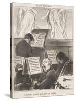 L'Orchestre Pendant Qu'On Joue Une Tragédie-Honore Daumier-Stretched Canvas