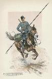 Circassian Soldier of the Czar's Escort Uses His Horse as Cover During a Firefight-L. Vallet-Art Print