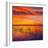 La Albufera Lake Sunset in El Saler of Valencia at Spain-Naturewolrd-Framed Photographic Print