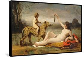 La bacchante a la panthere, 1855-60-Jean Baptiste Camille Corot-Framed Stretched Canvas