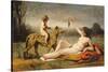 La bacchante a la panthere, 1855-60-Jean Baptiste Camille Corot-Stretched Canvas