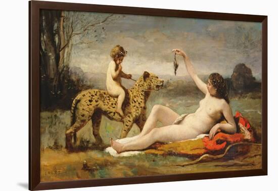 La bacchante a la panthere, 1855-60-Jean Baptiste Camille Corot-Framed Giclee Print