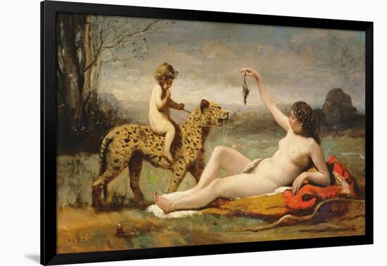 La bacchante a la panthere, 1855-60-Jean Baptiste Camille Corot-Framed Giclee Print