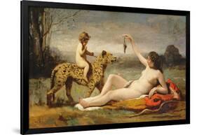 La bacchante a la panthere, 1855-60-Jean Baptiste Camille Corot-Framed Giclee Print