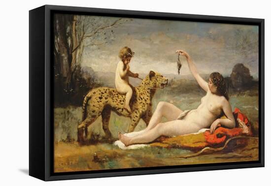 La bacchante a la panthere, 1855-60-Jean Baptiste Camille Corot-Framed Stretched Canvas