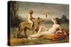 La bacchante a la panthere, 1855-60-Jean Baptiste Camille Corot-Stretched Canvas