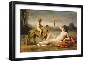 La bacchante a la panthere, 1855-60-Jean Baptiste Camille Corot-Framed Giclee Print