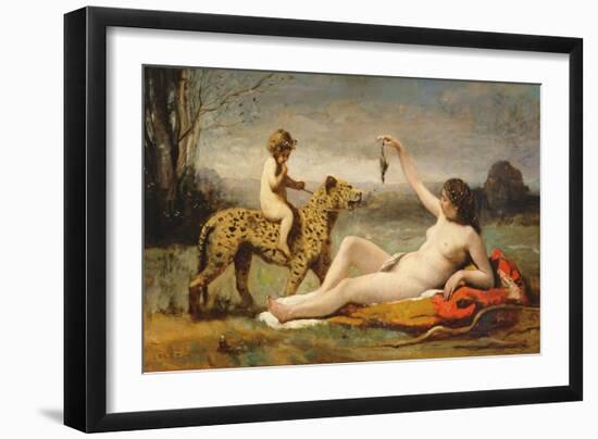 La bacchante a la panthere, 1855-60-Jean Baptiste Camille Corot-Framed Giclee Print