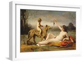 La bacchante a la panthere, 1855-60-Jean Baptiste Camille Corot-Framed Giclee Print