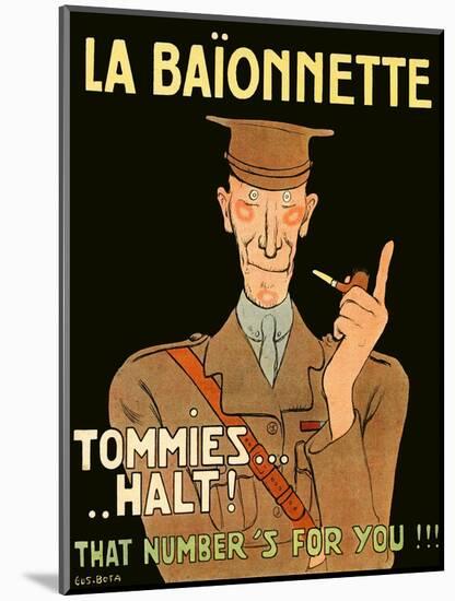 La Baionnette Cover - French Impression of British Officer-Gus Bofa-Mounted Art Print