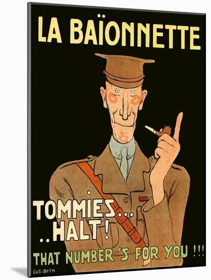 La Baionnette Cover - French Impression of British Officer-Gus Bofa-Mounted Art Print