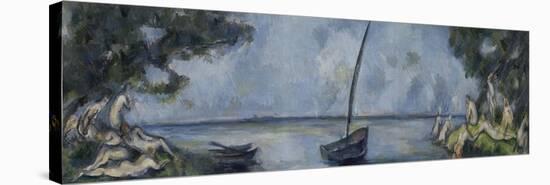 La barque et les baigneurs-Paul Cézanne-Stretched Canvas