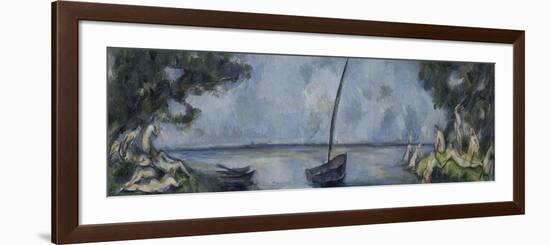 La barque et les baigneurs-Paul Cézanne-Framed Premium Giclee Print